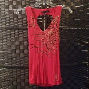 AVIREX 90S Y2K Red Animal Print Fashion Top XS